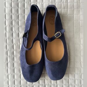 NWB! Doen x GAP Navy Suede Mary Jane Flats